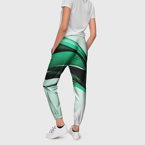 Женские брюки White green black / 3D-принт – фото 4
