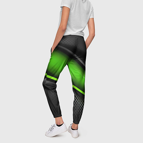 Женские брюки Зеленая объемная полосы / 3D-принт – фото 4