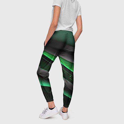 Женские брюки Black green line / 3D-принт – фото 4