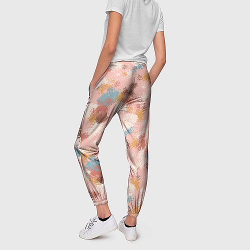 Женские брюки Разноцветные мазки, пятна в пастельных тонах / 3D-принт – фото 4