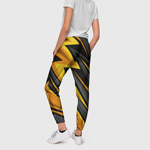 Женские брюки Лексус - желтая спортивная абстракция / 3D-принт – фото 4
