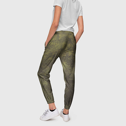 Женские брюки Текстура - Dirty green / 3D-принт – фото 4