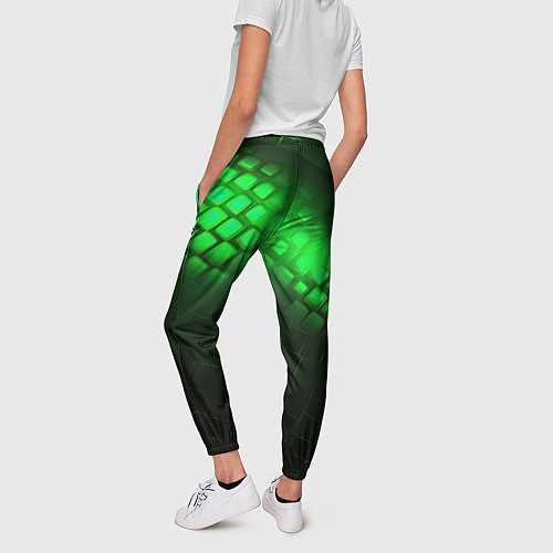 Женские брюки Неоновые зеленые пластины / 3D-принт – фото 4
