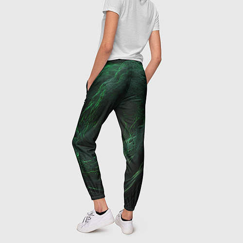Женские брюки Темно зеленая абстракция / 3D-принт – фото 4