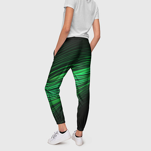 Женские брюки Green neon lines / 3D-принт – фото 4