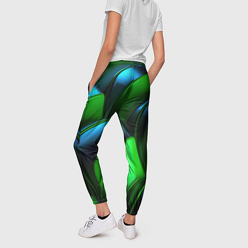 Женские брюки Зеленые абстрактные элементы / 3D-принт – фото 4