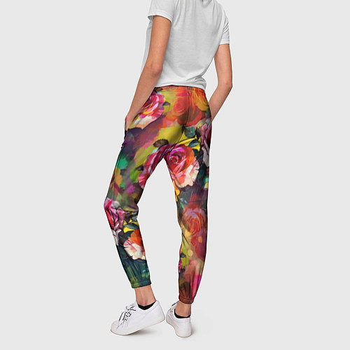 Женские брюки Паттерн с розами - яркие цвета / 3D-принт – фото 4