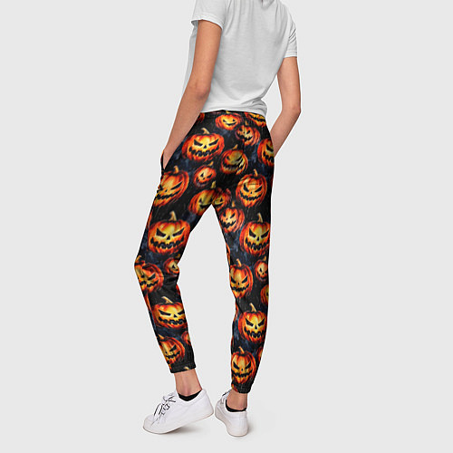 Женские брюки Весёлые тыквы на Хеллоуин паттерн / 3D-принт – фото 4