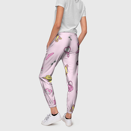 Женские брюки Барби аксессуары - розовый паттерн / 3D-принт – фото 4