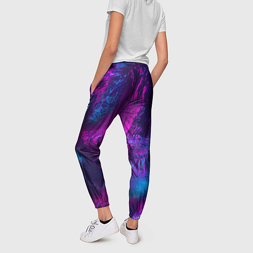 Женские брюки Неоновая абстракция синий и розовый / 3D-принт – фото 4
