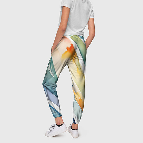 Женские брюки Цветный акварельные мазки - нейросеть / 3D-принт – фото 4
