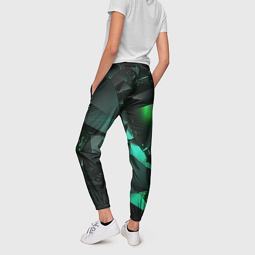 Женские брюки Зеленые абстрактные объекты / 3D-принт – фото 4