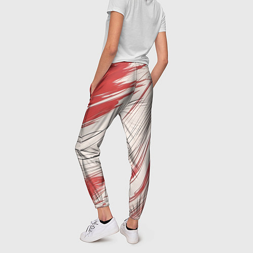 Женские брюки Абстракция красно-белая / 3D-принт – фото 4