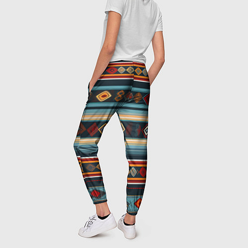 Женские брюки Этнический орнамент в горизонтальную полоску / 3D-принт – фото 4