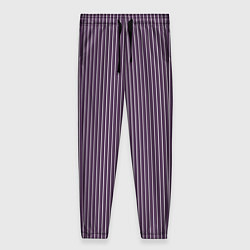 Брюки женские Умеренный фиолетовый полосатый, цвет: 3D-принт