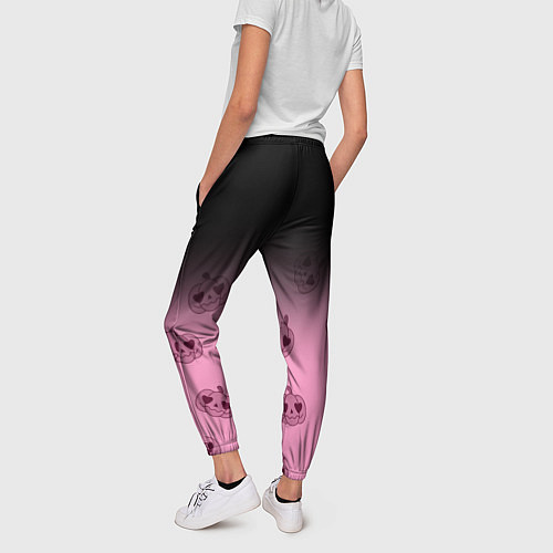 Женские брюки Черно-розовый градиент и хэллоуинские тыквы паттер / 3D-принт – фото 4