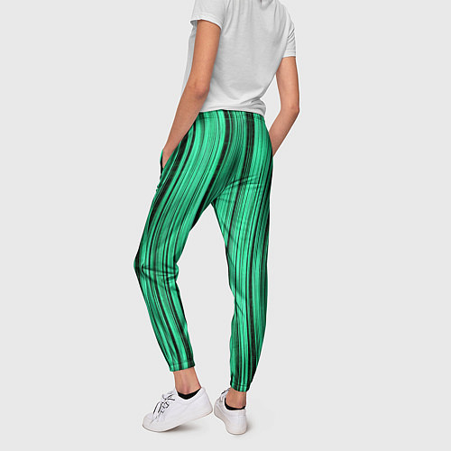 Женские брюки Абстракция полосы зелёные / 3D-принт – фото 4
