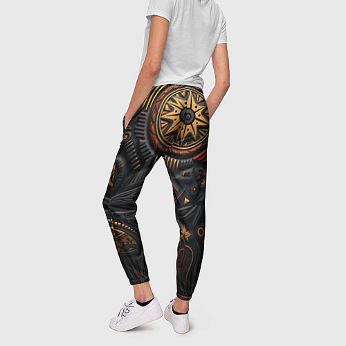 Женские брюки Абстрактный узор в славянской стилистике / 3D-принт – фото 4