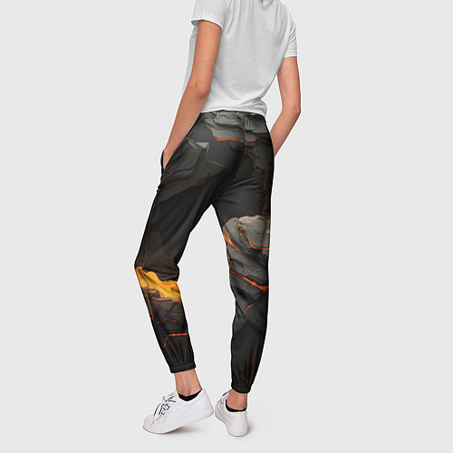 Женские брюки Желтые и черные плиты текстура / 3D-принт – фото 4