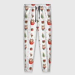 Брюки женские Милые оленята в кружках, цвет: 3D-принт