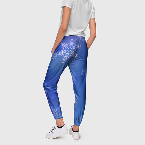 Женские брюки Декоративные снежинки на фиолетовом / 3D-принт – фото 4