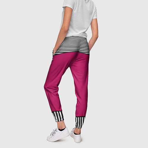 Женские брюки Узор из красного и черно-белых полос / 3D-принт – фото 4