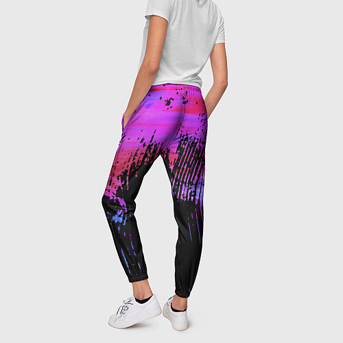 Женские брюки Розово синий сочный гранж / 3D-принт – фото 4