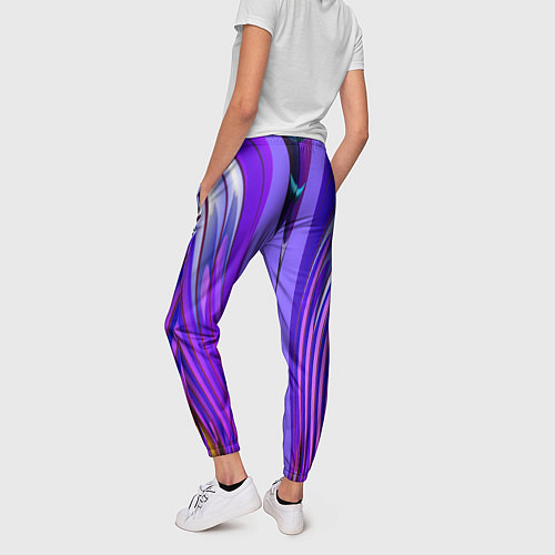 Женские брюки Фиолетовые линии и полосы / 3D-принт – фото 4