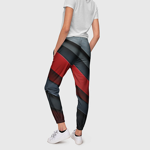 Женские брюки Красные вставки на металлическом фоне / 3D-принт – фото 4