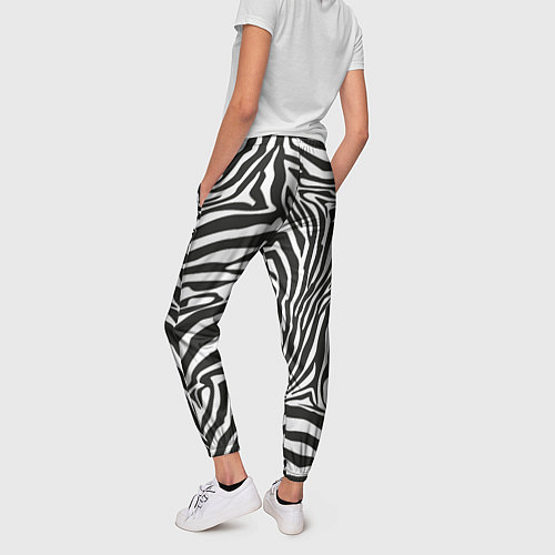 Женские брюки Шкура зебры черно - белая графика / 3D-принт – фото 4