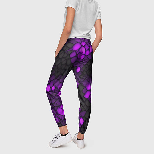 Женские брюки Фиолетовый трескающийся камень / 3D-принт – фото 4