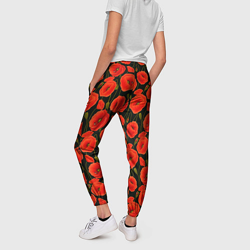 Женские брюки Полевые цветы маки / 3D-принт – фото 4