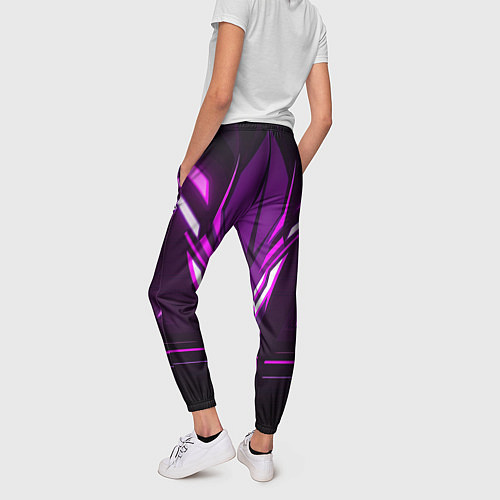 Женские брюки Фиолетовые неоновые вставки / 3D-принт – фото 4