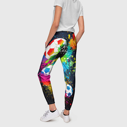 Женские брюки Разноцветные футбольные мячи / 3D-принт – фото 4