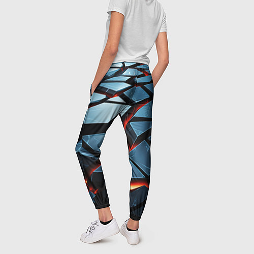 Женские брюки Абстрактные плиты с оранжевым светом / 3D-принт – фото 4