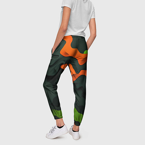 Женские брюки Зеленые и оранжевые кляксы / 3D-принт – фото 4