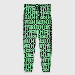 Брюки женские Чёрные узоры на зелёном, цвет: 3D-принт