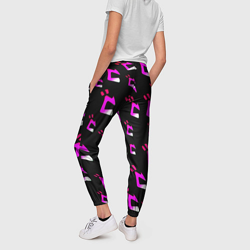 Женские брюки JoJos Bizarre neon pattern logo / 3D-принт – фото 4