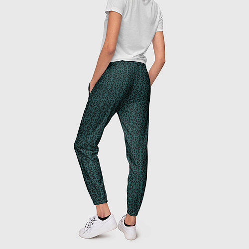 Женские брюки Ажурный тёмно-зелёный / 3D-принт – фото 4