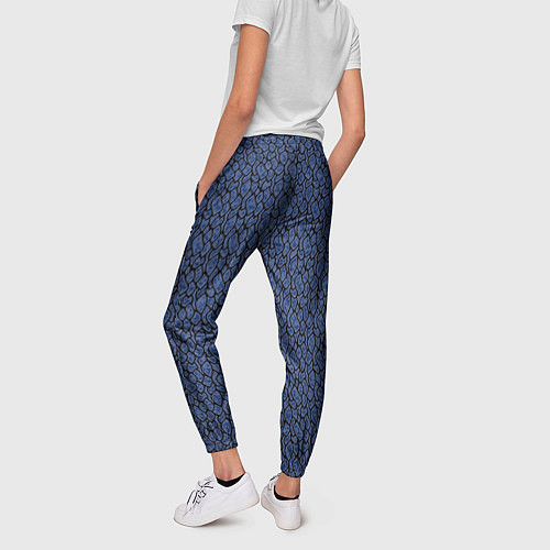 Женские брюки Стилизованный синий паттерн / 3D-принт – фото 4