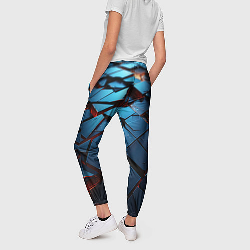 Женские брюки Синие битые плитки / 3D-принт – фото 4