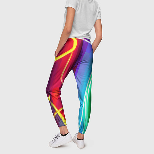 Женские брюки Абстрактные цветные полосы - композиция / 3D-принт – фото 4
