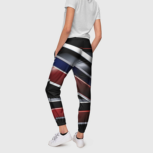 Женские брюки Белые черные красные полосы / 3D-принт – фото 4