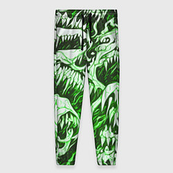 Женские брюки Белые клыки на зелёном фоне