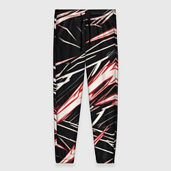 Брюки женские Красные и белые полосы на чёрном фоне, цвет: 3D-принт