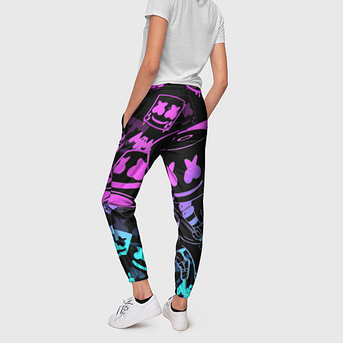 Женские брюки Marshmello neon pattern / 3D-принт – фото 4