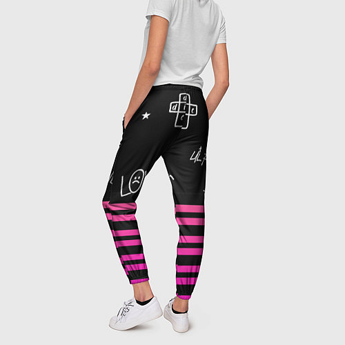 Женские брюки Lil Peep розовые полосы / 3D-принт – фото 4