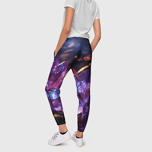 Женские брюки Фиолетовые комические камни / 3D-принт – фото 4