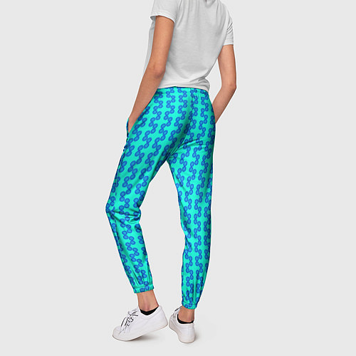 Женские брюки Паттерн голубые кружки рядами / 3D-принт – фото 4