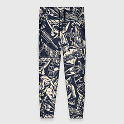 Брюки женские Gray tattoo machine, цвет: 3D-принт